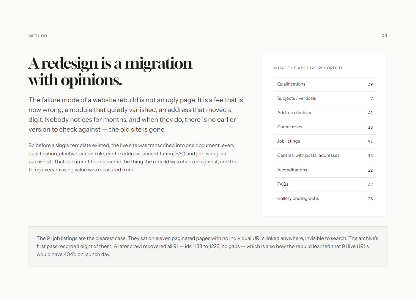 The first deliverable was an archive