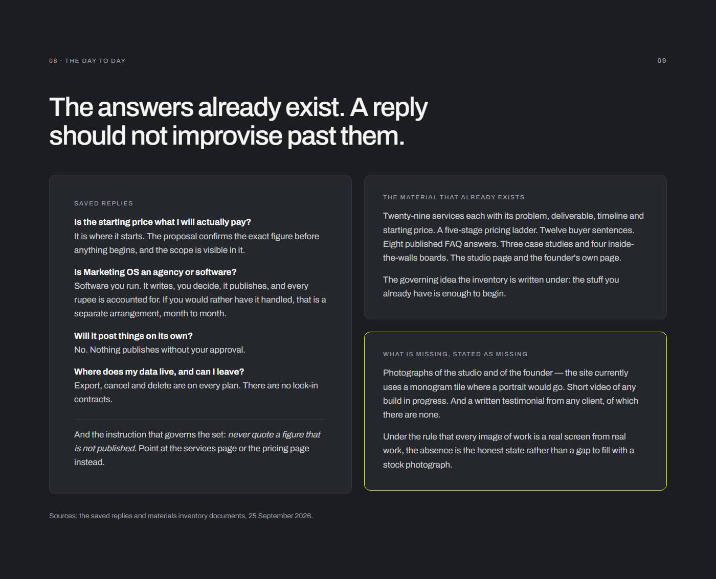 Replies, and the material